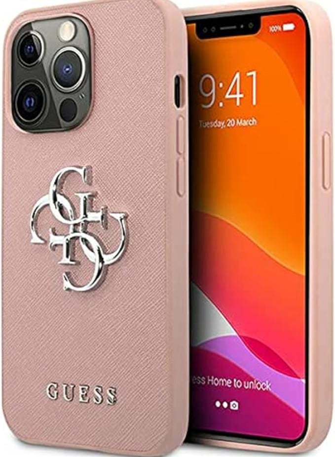 GUESS Guess Pu Saffiano Case With Big 4G Silver Logo For Iphone 13 Pro (6.1 Inches) - Pink - Image 1