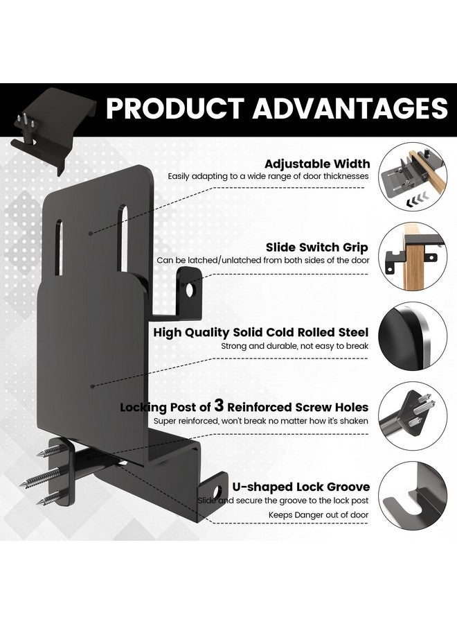Laowu Adjustable Child Safety Door Top Lock｜Metal Child Proof Door Top Lock for Interior&Exterior&French Door｜Lock & Unlock from Either Sides｜for Childproofing｜Sliding Door Lock for Kids Safety｜Black - Image 2