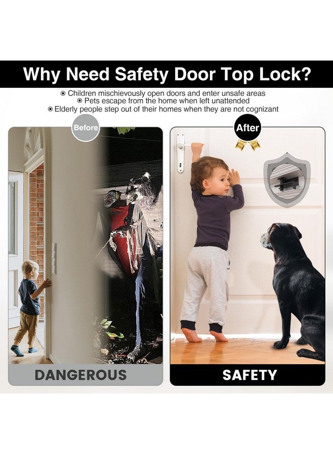 Laowu Adjustable Child Safety Door Top Lock｜Metal Child Proof Door Top Lock for Interior&Exterior&French Door｜Lock & Unlock from Either Sides｜for Childproofing｜Sliding Door Lock for Kids Safety｜Black - Image 3