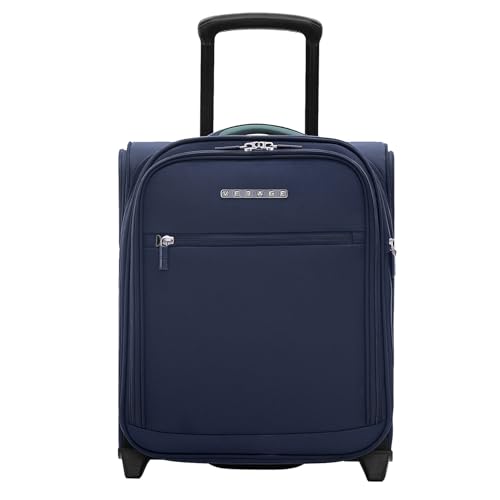 Verage 16 inch Underseat Carry On Luggage with Wheels, Navy Softside Small Suitcase Spinner Wheeled Rolling Travel Laptop Bag for Airlines Airplanes Short Trip Men Women - Image 1