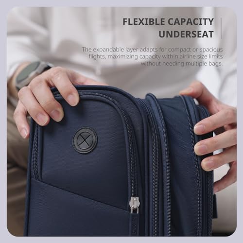 Verage 16 inch Underseat Carry On Luggage with Wheels, Navy Softside Small Suitcase Spinner Wheeled Rolling Travel Laptop Bag for Airlines Airplanes Short Trip Men Women - Image 4
