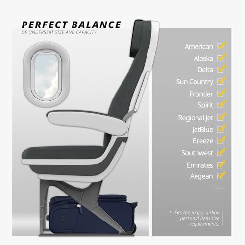 Verage 16 inch Underseat Carry On Luggage with Wheels, Navy Softside Small Suitcase Spinner Wheeled Rolling Travel Laptop Bag for Airlines Airplanes Short Trip Men Women - Image 3