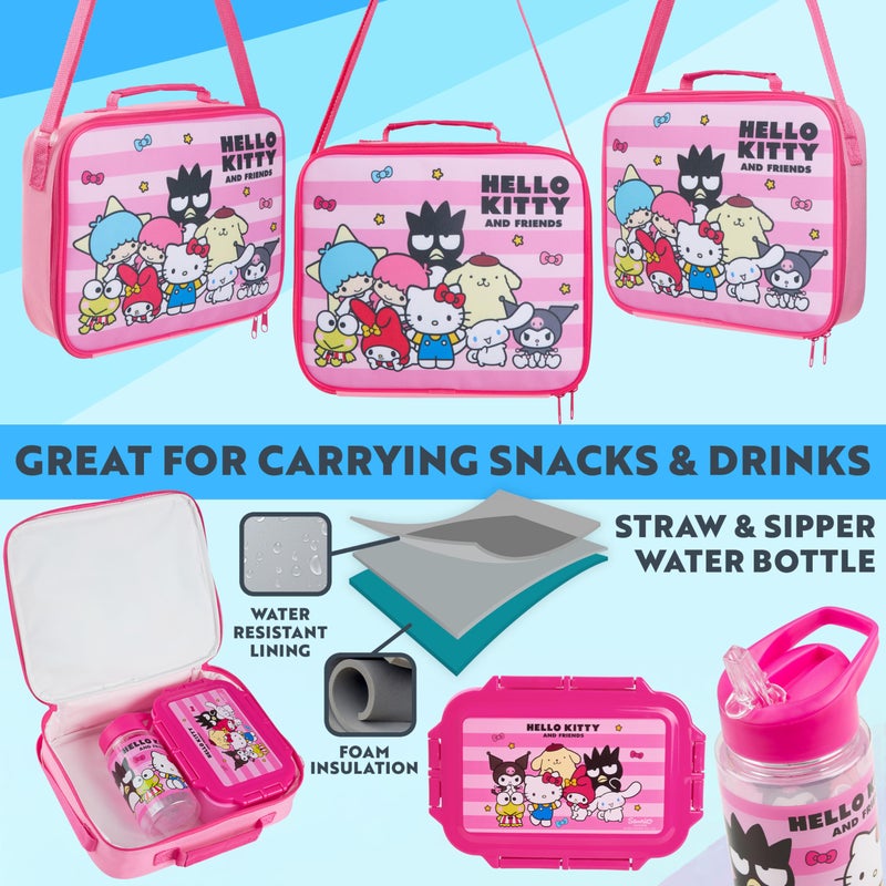 Get Trend Hello Kitty Water Bottle Lunch Box Lunch Bag Kids Set 3 Pcs Kawaii Insulated Snack Bag for School Travel Gifts for Kids (Pink Hello Kitty) - Image 3