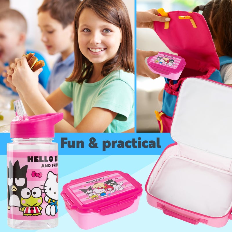 Get Trend Hello Kitty Water Bottle Lunch Box Lunch Bag Kids Set 3 Pcs Kawaii Insulated Snack Bag for School Travel Gifts for Kids (Pink Hello Kitty) - Image 2