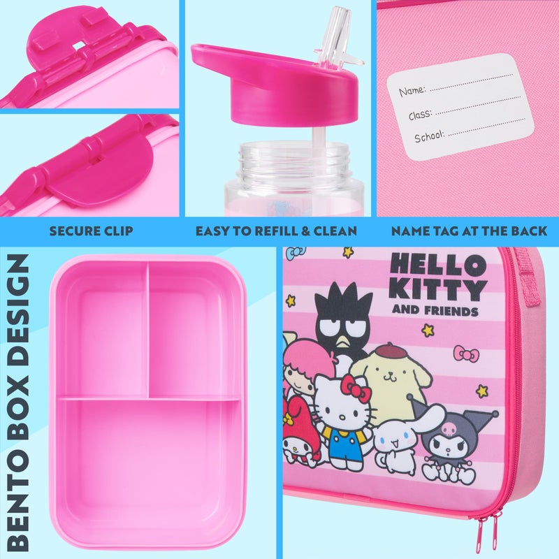 Get Trend Hello Kitty Water Bottle Lunch Box Lunch Bag Kids Set 3 Pcs Kawaii Insulated Snack Bag for School Travel Gifts for Kids (Pink Hello Kitty) - Image 4