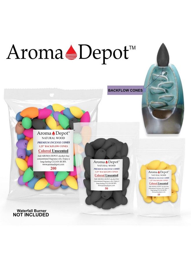 Aroma Depot 1.25'' Backflow Unscented Multicolor Natural Joss Powder 30 Incense Cones Ideal For Waterfall Burner And Holder Add Any Aroma Depot Fragrance Oil To Make Your Own Scented Cones. (30 Cones) - Image 3