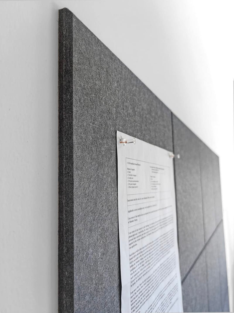 DECORITA Felt Wall Tiles | Large Cork Board Alternative | Aesthetic Felt Bulletin Board for Office, Home & Classroom | Large Cork Boards for Walls Pinboard (12-Pack) | Gray - Image 4