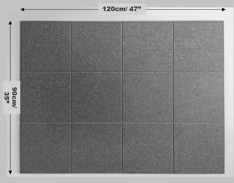 DECORITA Felt Wall Tiles | Large Cork Board Alternative | Aesthetic Felt Bulletin Board for Office, Home & Classroom | Large Cork Boards for Walls Pinboard (12-Pack) | Gray - Image 2