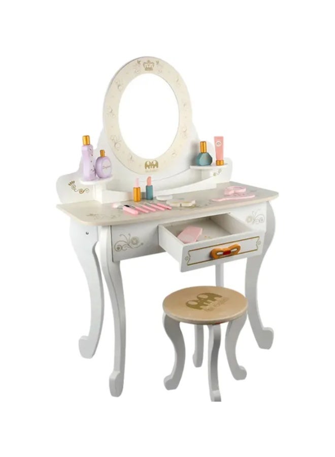 شوميرا طاولة تسريحه خشبيه و كرسي مع العاب للاطفال - Image 1