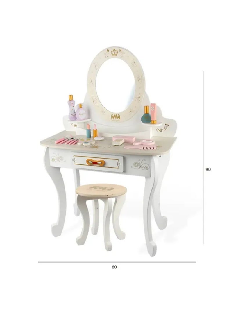 شوميرا طاولة تسريحه خشبيه و كرسي مع العاب للاطفال - Image 2