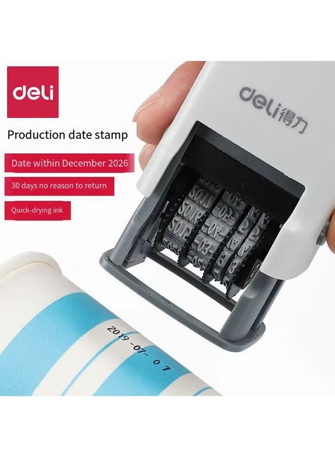 Deli 79951 Adjustable Date Stamp with Auto-Inking - Year, Month, Day & Time Stamp, Includes 1 Machine, 1 Ink Bottle, 2 Ink Pads (Quick-Dry Ink for Paper) - Image 3
