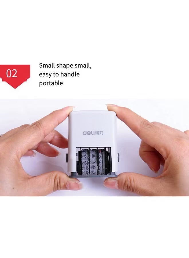 Deli 79951 Adjustable Date Stamp with Auto-Inking - Year, Month, Day & Time Stamp, Includes 1 Machine, 1 Ink Bottle, 2 Ink Pads (Quick-Dry Ink for Paper) - Image 4