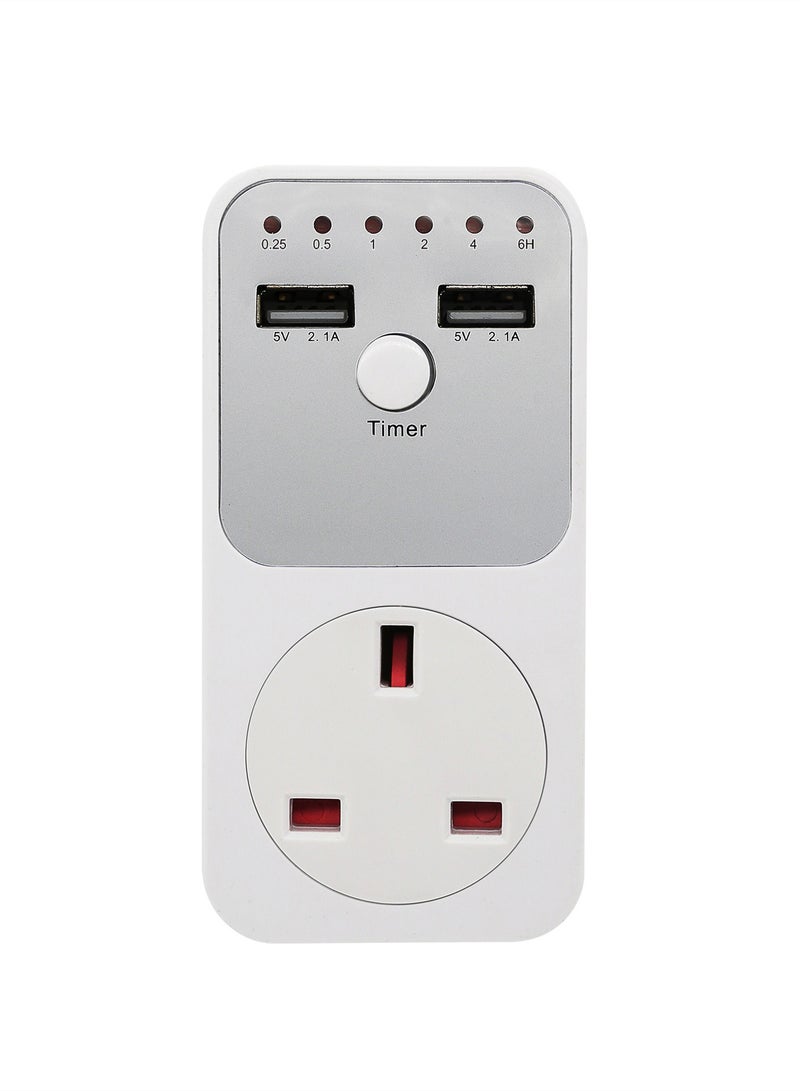 ELIKLIV Inch Calibration Timing Socket Dual USB 5V2.1A Smart Countdown Switch Multi-function Voltage Protector Short Circuit / Overload / Overvoltage Protection - Image 1