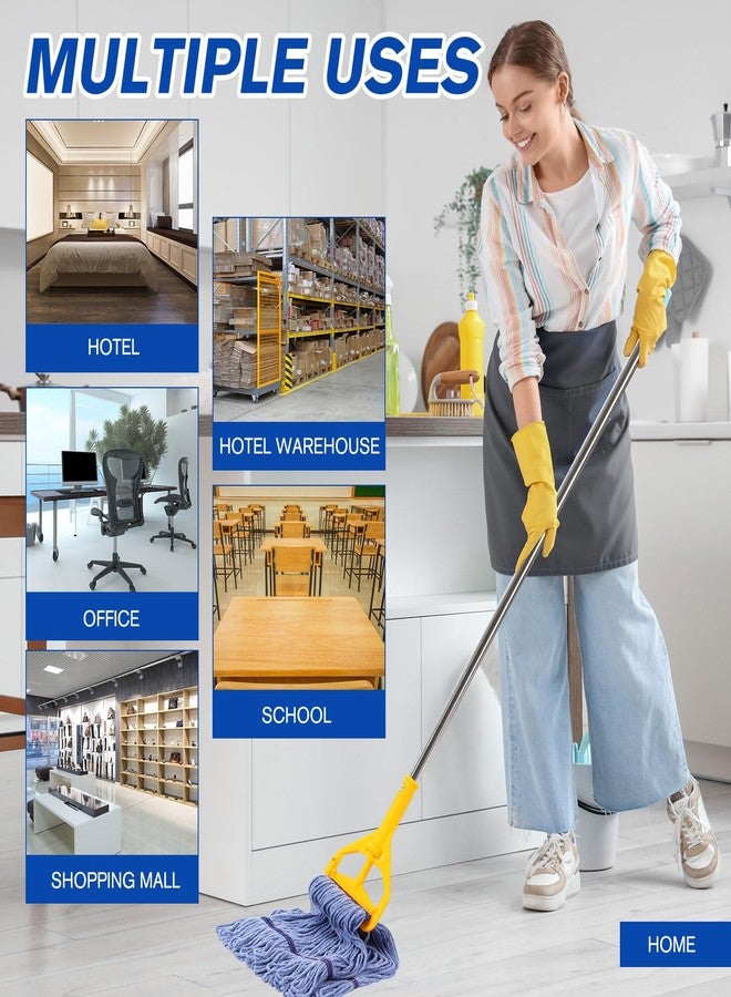 Eccliy 3 Pack Commercial Mop Heads Replacement Heavy Duty 18 oz Loop End Cotton String Wet Mop Refills Washable Absorbent Reusable for Industrial Home Tile Wood Concrete Floor (Blue) - Image 5