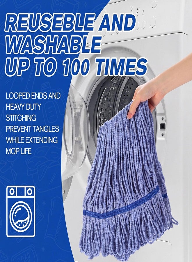 Eccliy 3 Pack Commercial Mop Heads Replacement Heavy Duty 18 oz Loop End Cotton String Wet Mop Refills Washable Absorbent Reusable for Industrial Home Tile Wood Concrete Floor (Blue) - Image 3