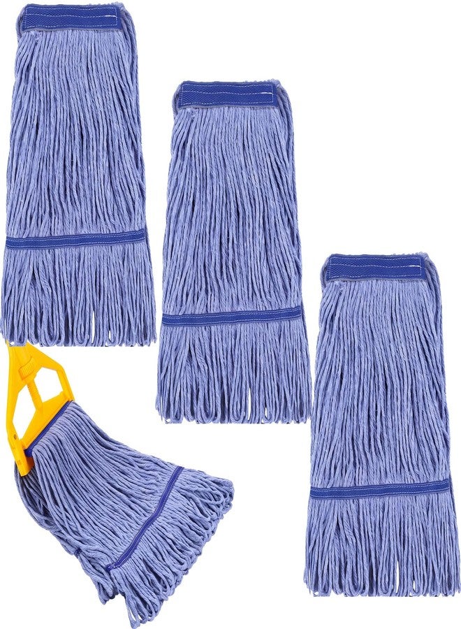 Eccliy 3 Pack Commercial Mop Heads Replacement Heavy Duty 18 oz Loop End Cotton String Wet Mop Refills Washable Absorbent Reusable for Industrial Home Tile Wood Concrete Floor (Blue) - Image 1
