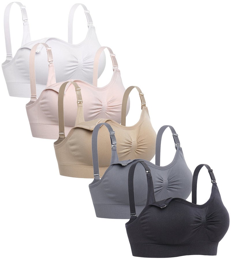 Lataly Womens Sleeping Nursing Bra Wirefree Breastfeeding Maternity Bralette Color Pack of 5 Size XL - Image 1