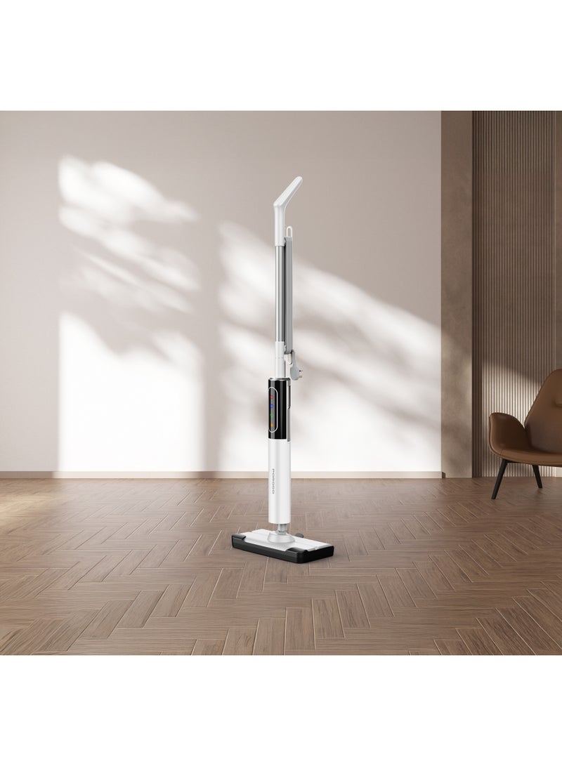 بورودو ممسحة بخارية Rapidsteam Touch Control متعددة الأسطح (خشب/بلاط/سجاد)، تسخين سريع خلال 15 ثانية، خزان مياه قابل للفصل سعة 350 مل، بخار عالي الطاقة 1200 واط، تغطية كاملة - أبيض - Image 2