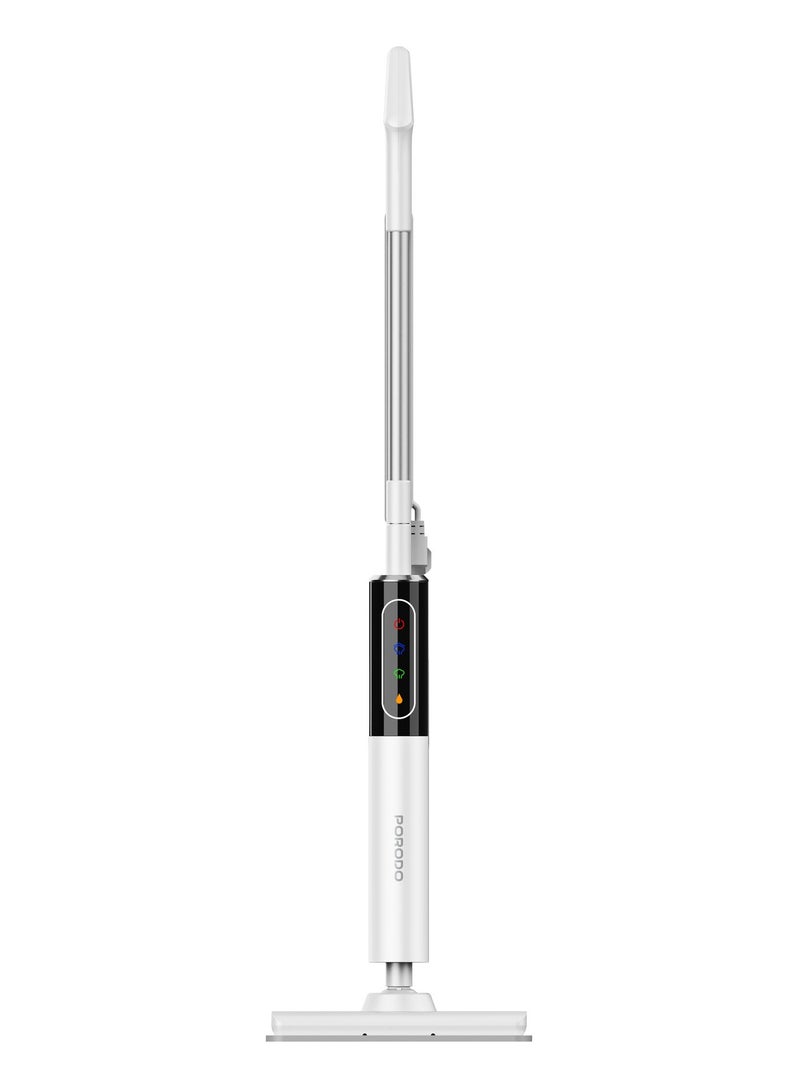 porodo Rapidsteam Touch Control Steam Mop with Multi-Surface Floors (Wood/Tile/Carpet), 15s Fast Heating, 350mL Detachable Water Tank, 1200W High Power Steam, Edge-to-Edge Coverage - White - Image 1
