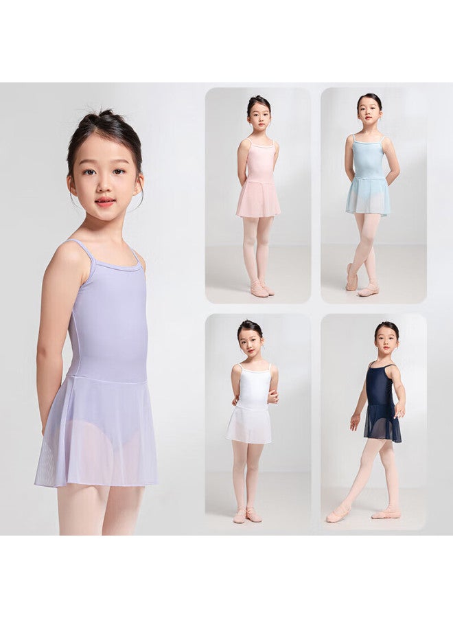 Sansha Children's Spaghetti Strap Dance Leotard, ثوب باليه قطعة واحدة للتدريب مع تنورة، ملابس تدريب، بنفسجي فاتح، Xxl - Image 5