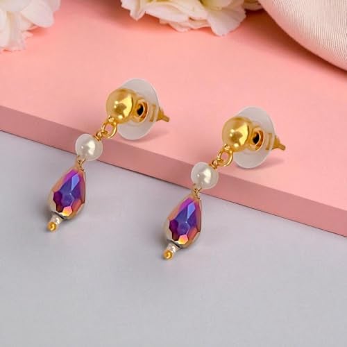 ACCESSHER Gold Tone Multicolour Multilayer Necklace Set with Drop Earrings | Latest Fashion Jewellery Accessories | Aesthetic Neckchain set for women & Girls (Design 1) - Image 4