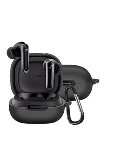 Generic Compatible with Anker Soundcore P40i Case Cover, Soft Silicone Shockproof Protective Skin Case for Soundcore P40i Wireless Earbuds with Carabiner, Front LED Visible (Black)  - Image 1