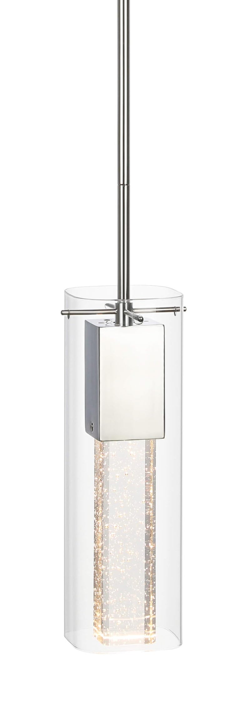 XiNBEi Lighting Pendant Lighting, Modern Mini Kitchen Hanging Pendant Light Chrome Finish with Square Bubble Glass & LED Bulb XB-P1110-SQ - Image 2