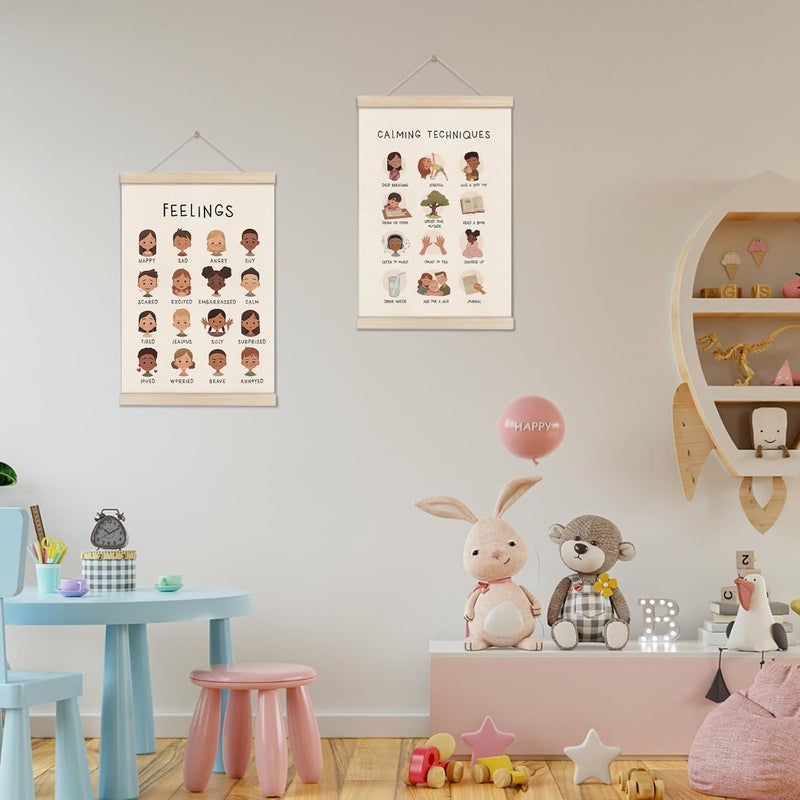 DOILANEE Feelings Chart 16x12 Inch, Mental Health Poster Hanger Frame, Montessori Emotions Poster Wall and Therapy Office Decor, Psychology Gifts, Set of 2 Preschool Classroom Decor - Image 5