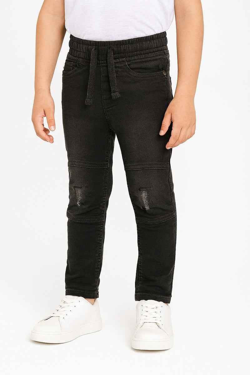 M&H Fashion Kids' Knee Stitch Detailing Cotton Denim Pants I MH - Image 1