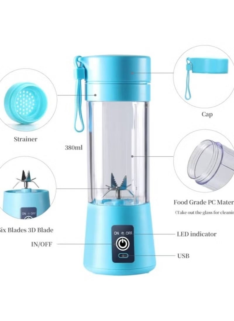 TIGER Portable Blender Cup,Electric USB Juicer Blender,Mini Blender Portable Blender For Shakes and Smoothies, Juice,380ml, Six Blades Great for Mixing  - Image 2