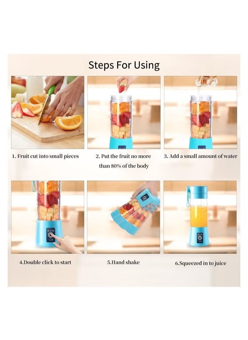 TIGER Portable Blender Cup,Electric USB Juicer Blender,Mini Blender Portable Blender For Shakes and Smoothies, Juice,380ml, Six Blades Great for Mixing  - Image 5