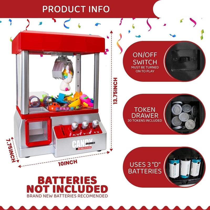 Claw Machine Arcade Game with Flashing Lights & Music, Candy Grabber Prize Dispenser Vending Machine Toy for Kids, Boys & Girls, Interactive Toy for Kids' Parties, Family Gatherings & Birthdays - Image 4