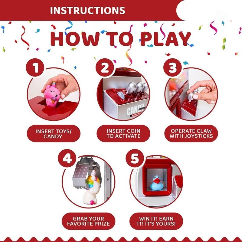 Claw Machine Arcade Game with Flashing Lights & Music, Candy Grabber Prize Dispenser Vending Machine Toy for Kids, Boys & Girls, Interactive Toy for Kids' Parties, Family Gatherings & Birthdays - Image 5