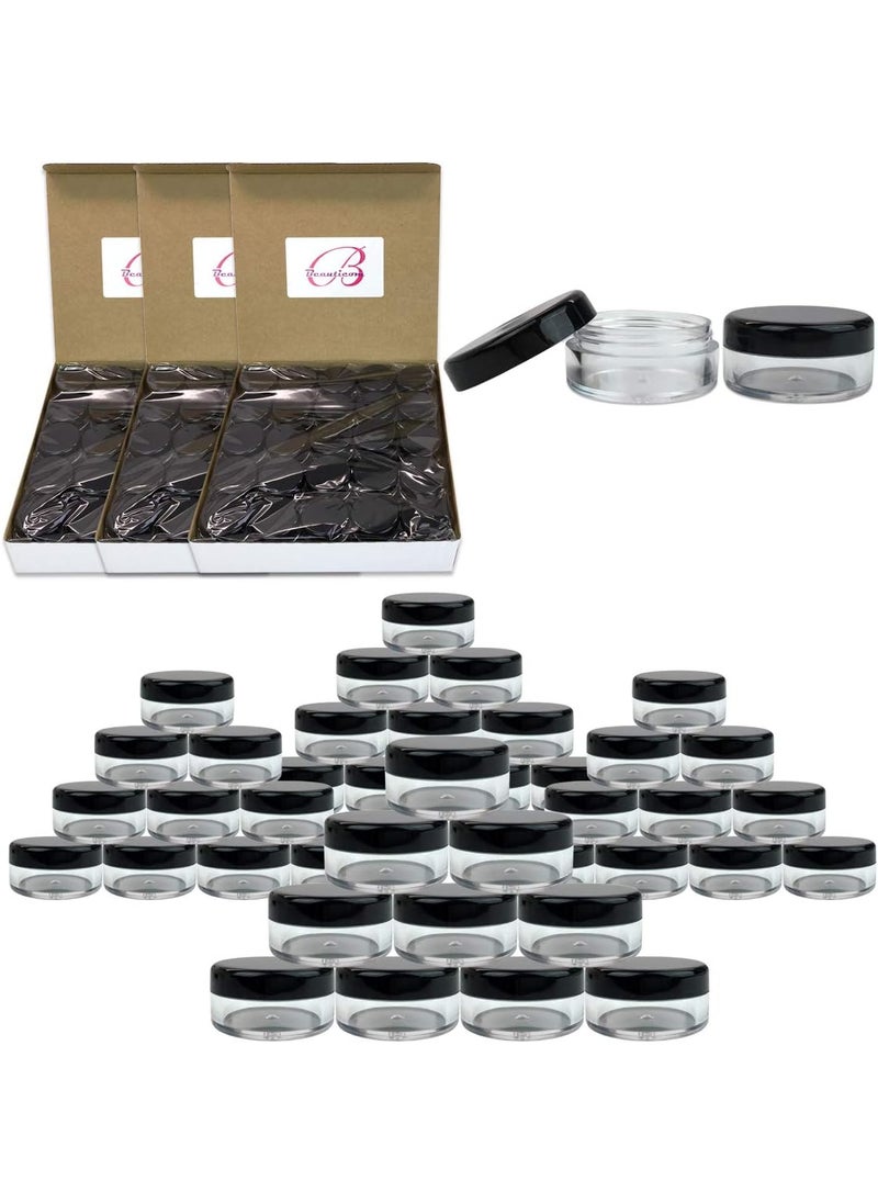 Beauticom Beauticom 5G/5ML Round Clear Jars with Black Lids for Beads, Gems, Glitter, Charms, Small Arts and Crafts Items (Quantity: 200pcs) 