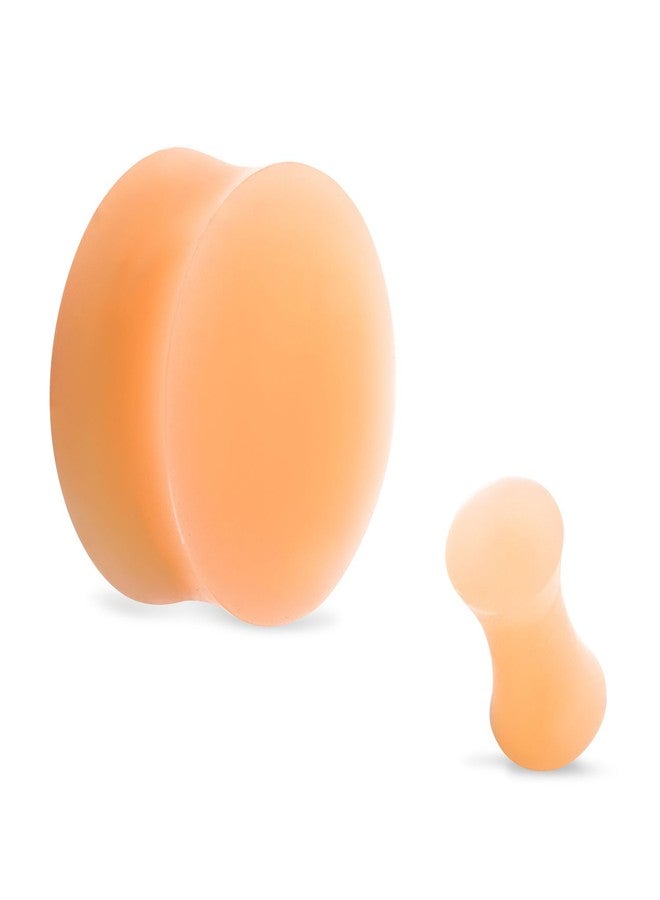 Pierced Owl Peach Flesh Tone Silicone Double Flared Plugs, Sold as a Pair (10mm (00G)) - Image 1