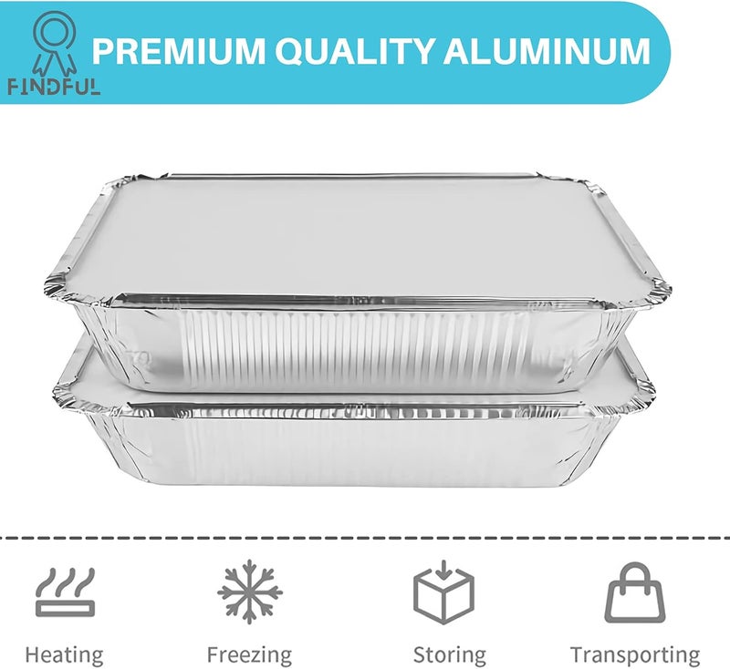 Findful Aluminum Pans with Lids (50-Pack, 8.5"×6") 2.25 LB Capacity Foil Food Containers with Lids - 50 Pans and 50 Cardboard Covers - Disposable Tin Foil Pans - for Baking, Meal Prep and Freezer, Takeout - Image 3