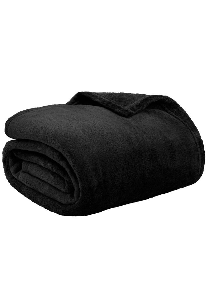 PAVILIA Black Fleece Throw Blanket For Couch Super Soft Fuzzy Flannel Throw For Sofa Luxury Plush Microfiber Blanket For Bed Plush Home Decorative Velvet Gift Blanket 50X60  - Image 2