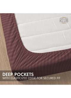 Hotel Linen Klub Stripe Microfiber Chocolate Fitted Sheet Double 120x200 cm  - Image 3