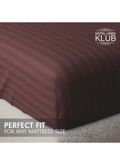 Hotel Linen Klub Stripe Microfiber Chocolate Fitted Sheet Double 120x200 cm  - Image 4