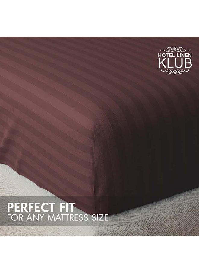 Hotel Linen Klub Stripe Microfiber Chocolate Fitted Sheet Double 120x200 cm  - Image 4