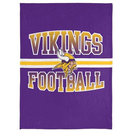FOCO FOCO NFL Micro Raschel Plush Throw Blanket Stripe Logo 45 x 60 Minnesota Vikings 