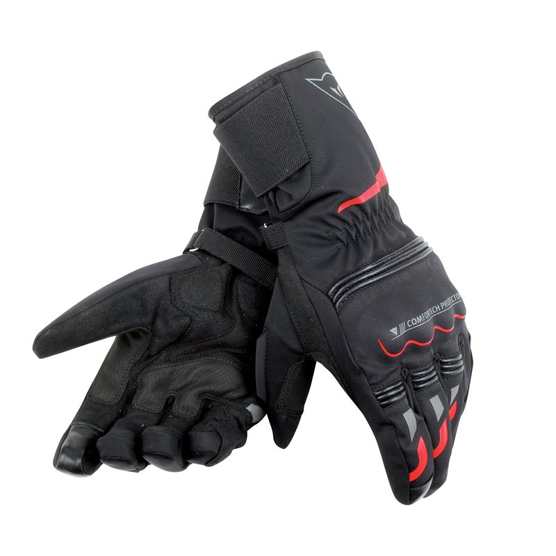 Dainese Dainese-TEMPEST UNISEX D-DRY LONG Gloves, Black/Red, Size S  - Image 1