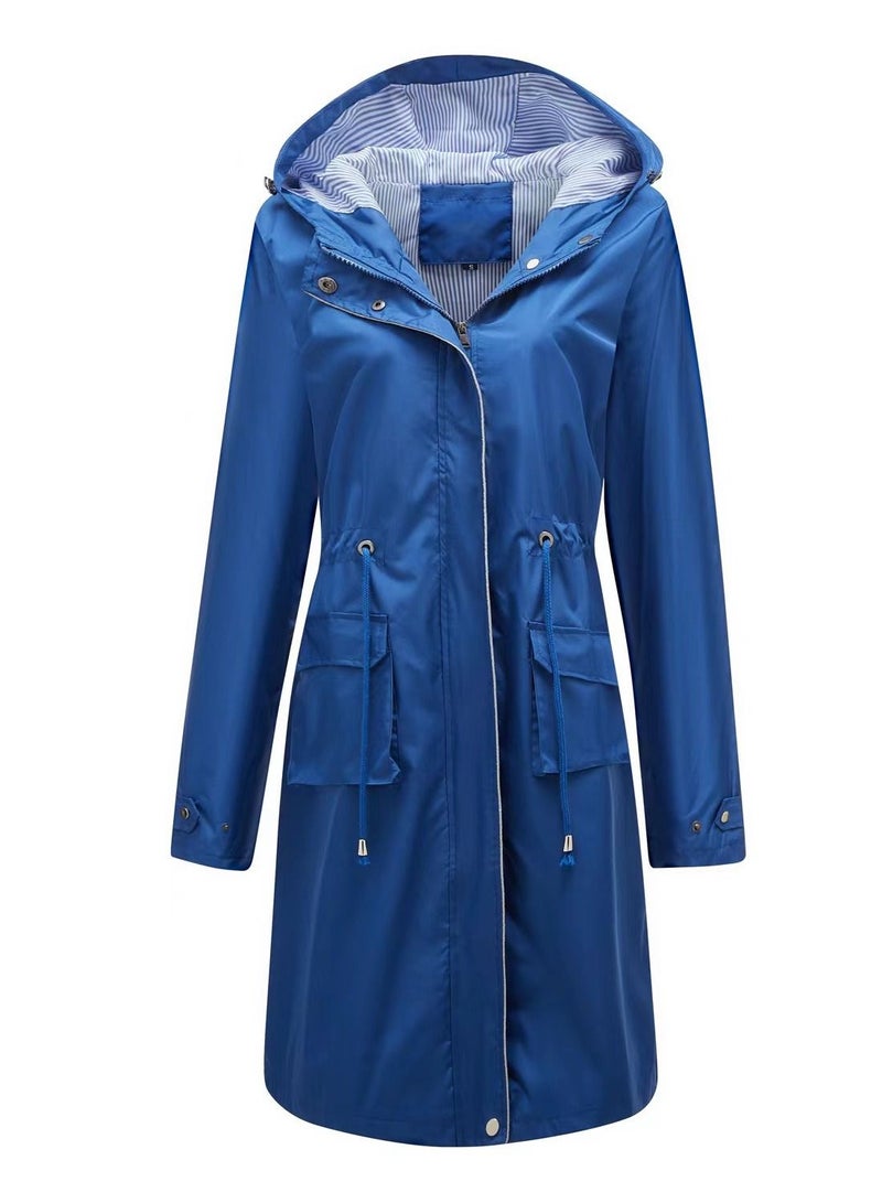 Loquat Autumn Winter Women's Hooded Windbreaker Casual Long Coat  - Image 1