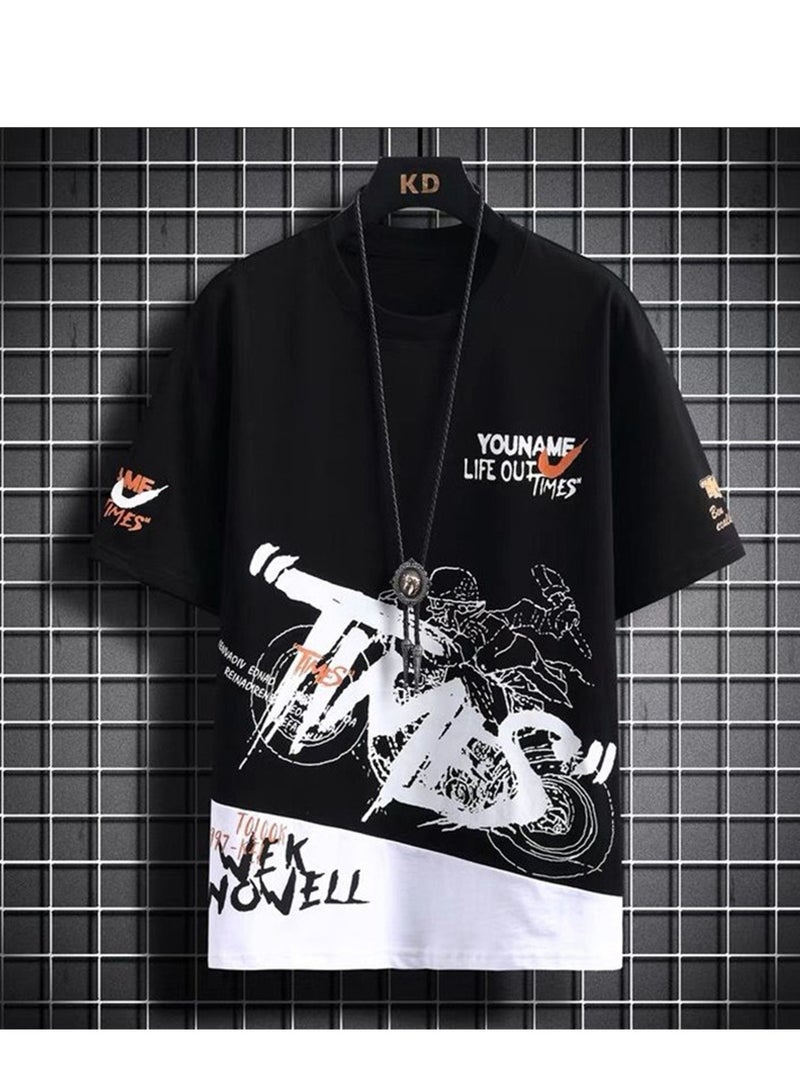 Short-sleeved T-shirt men's summer new slim-fitting round neck men's half-sleeved student T-shirt  - Image 2