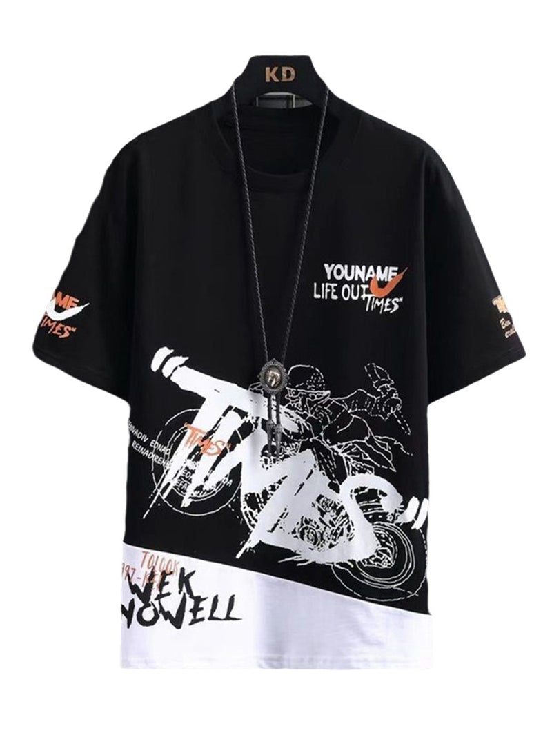 Short-sleeved T-shirt men's summer new slim-fitting round neck men's half-sleeved student T-shirt  - Image 1