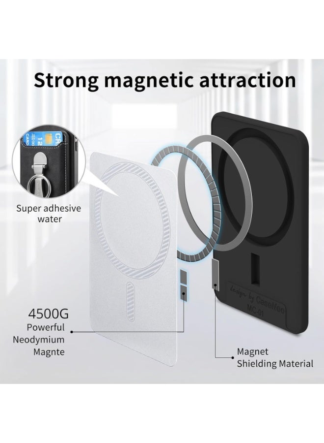 SYOSI Magnetic Card Holder Wallet, Universal Mag-Safe Compatible Phone Pocket, Slim Leather Credit Card & ID Case for iPhone 16/15/14 Pro Max, Kickstand Function (Black, 3-Card Capacity) - Image 2