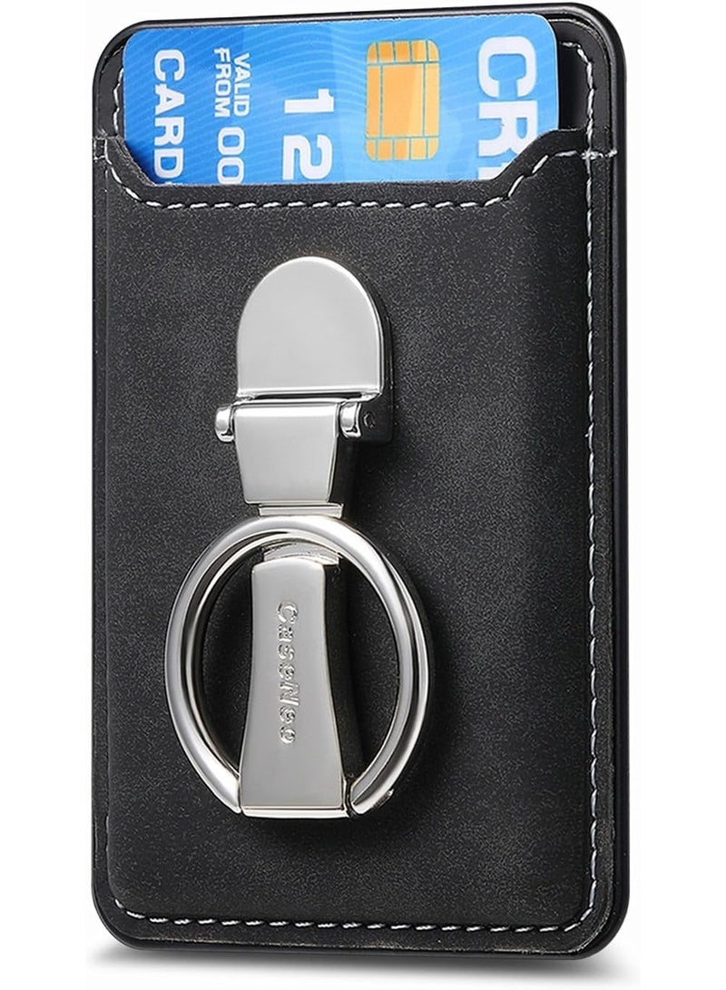 SYOSI Magnetic Card Holder Wallet, Universal Mag-Safe Compatible Phone Pocket, Slim Leather Credit Card & ID Case for iPhone 16/15/14 Pro Max, Kickstand Function (Black, 3-Card Capacity) - Image 1