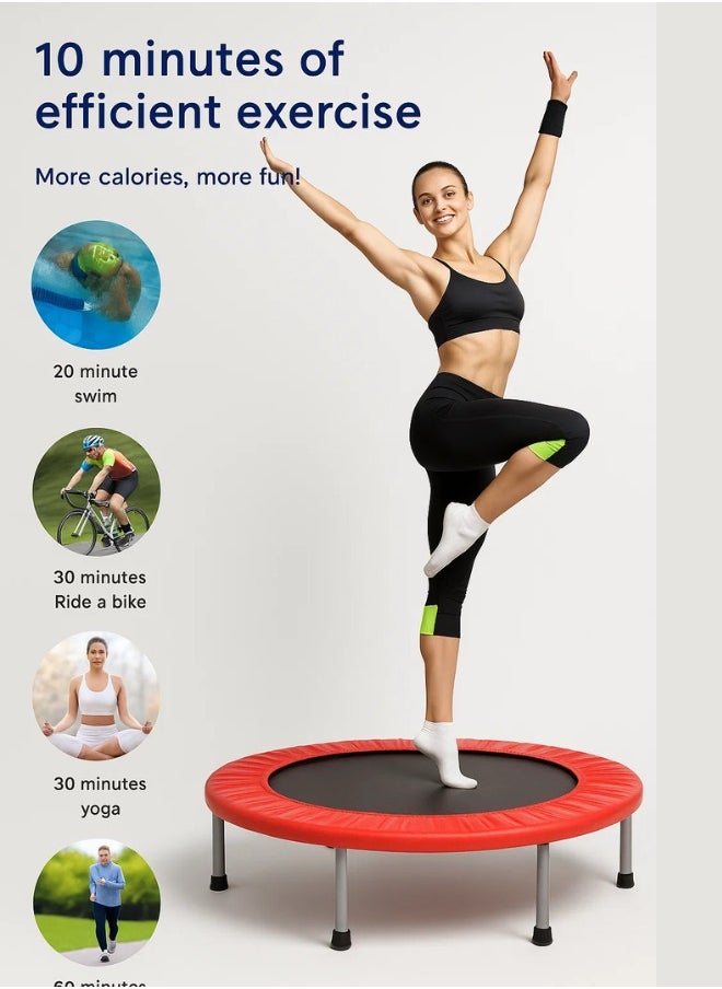 ماركة غير محددة 40'' Foldable Mini Trampoline for Adults – Indoor Fitness Rebounder for Weight Loss & Home Exercise – No Handle, Silent Jump Bed for Cardio & Workout  - Image 2
