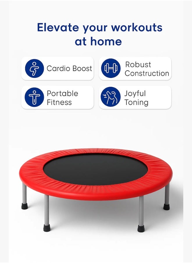 ماركة غير محددة 40'' Foldable Mini Trampoline for Adults – Indoor Fitness Rebounder for Weight Loss & Home Exercise – No Handle, Silent Jump Bed for Cardio & Workout  - Image 3