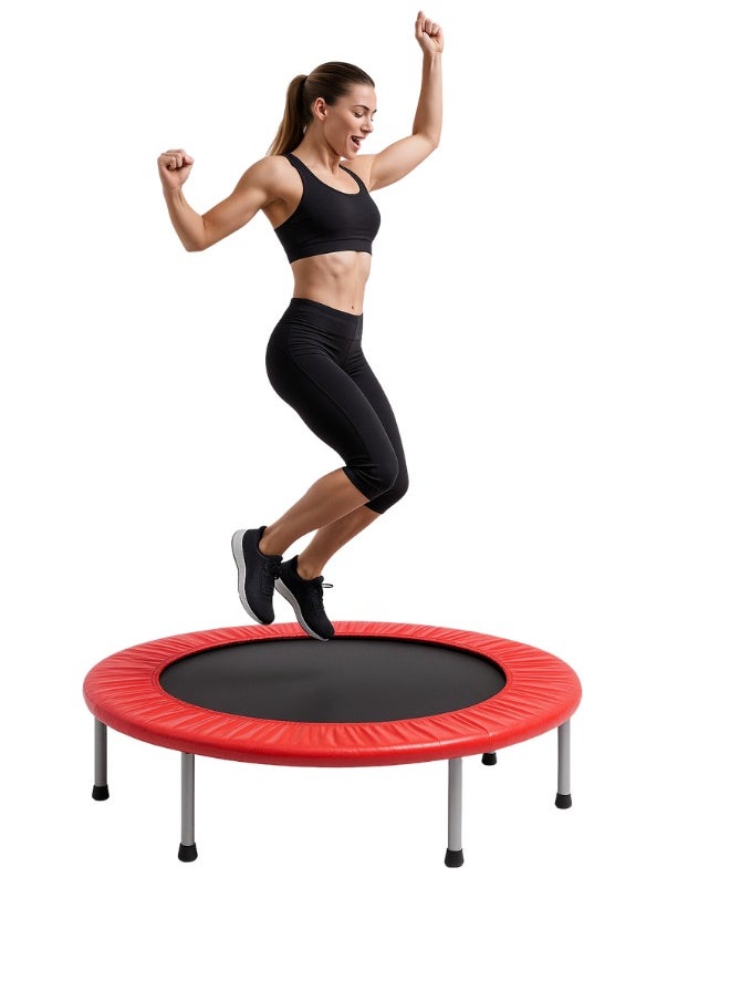 ماركة غير محددة 40'' Foldable Mini Trampoline for Adults – Indoor Fitness Rebounder for Weight Loss & Home Exercise – No Handle, Silent Jump Bed for Cardio & Workout  - Image 1